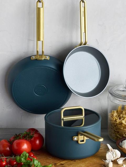 GreenPan Stanley Tucci™ Ceramic Nonstick 4-Piece Chef Set with The Tucci Cookbook | Venetian Teal