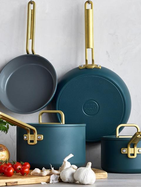 GreenPan Stanley Tucci™ Ceramic Nonstick 6-Piece Cookware Set with the Tucci Cookbook | Venetian Teal