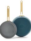 GreenPan Stanley Tucci™ Ceramic Nonstick 8" and 10" Frypan Set | Venetian Teal