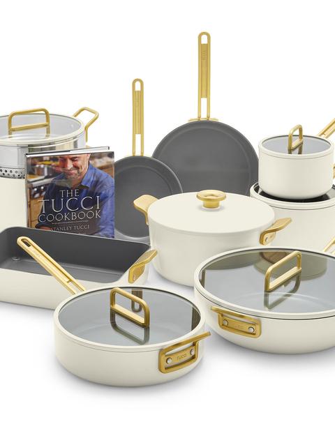 GreenPan Stanley Tucci™ Ceramic Nonstick Ultimate 15-Piece Cookware Set with The Tucci Cookbook | Carrara White