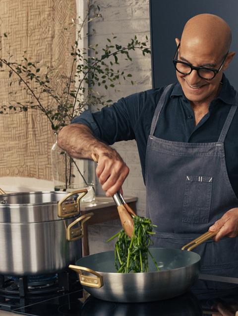 GreenPan Stanley Tucci™ Mixed Material Stainless Steel 11-Piece Cookware Set with the Tucci Cookbook