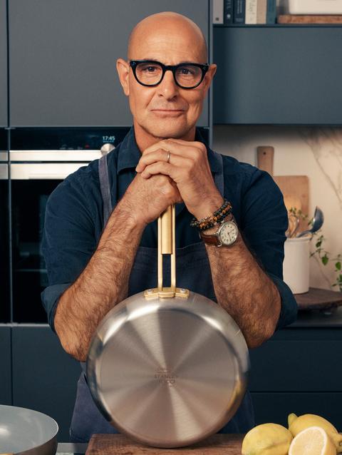 GreenPan Stanley Tucci™ Mixed Material Stainless Steel 4-Piece Chef Set with the Tucci Cookbook