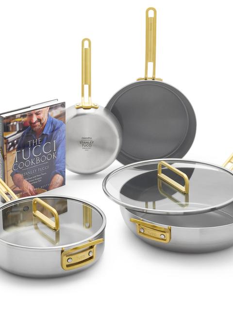 GreenPan Stanley Tucci™ Mixed Material Stainless Steel 6-Piece Cookware Set with the Tucci Cookbook