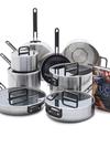 GreenPan Stanley Tucci™ Stainless Steel Ceramic Nonstick 13-Piece Cookware Set with the Tucci Cookbook