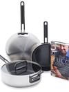 GreenPan Stanley Tucci™ Stainless Steel Ceramic Nonstick 4-Piece Chef Set with The Tucci Cookbook