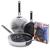 GreenPan Stanley Tucci™ Stainless Steel Ceramic Nonstick 4-Piece Frypan Set with The Tucci Cookbook | Black Handles