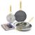 GreenPan Stanley Tucci™ Stainless Steel Ceramic Nonstick 4-Piece Frypan Set with The Tucci Cookbook | Champagne Handles