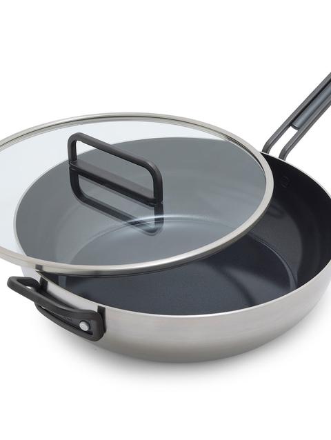 GreenPan Stanley Tucci™ Stainless Steel Ceramic Nonstick 6.5-Quart Essential Stanley Pan with Lid | Black Handle