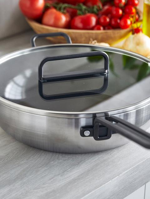 GreenPan Stanley Tucci™ Stainless Steel Ceramic Nonstick 6.5-Quart Essential Stanley Pan with Lid | Black Handle