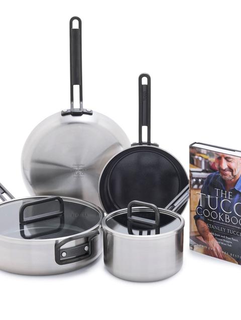 GreenPan Stanley Tucci™ Stainless Steel Ceramic Nonstick 6-Piece Cookware Set with The Tucci Cookbook