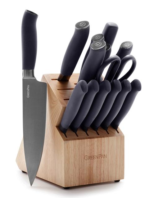 GreenPan Titanium Cutlery 15-Piece Knife Block Set