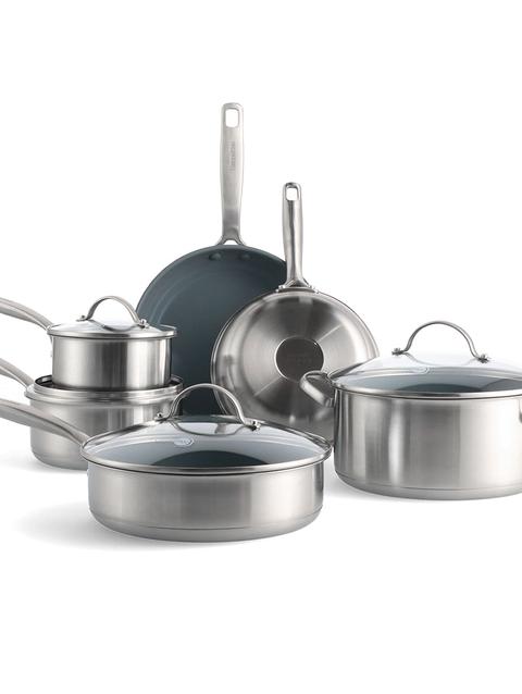 GreenPan Treviso Ceramic Nonstick Stainless Steel 10-Piece Cookware Set