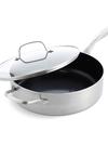 GreenPan TriClad Ceramic Nonstick 5-Quart Sauté Pan with Lid and Helper Handle