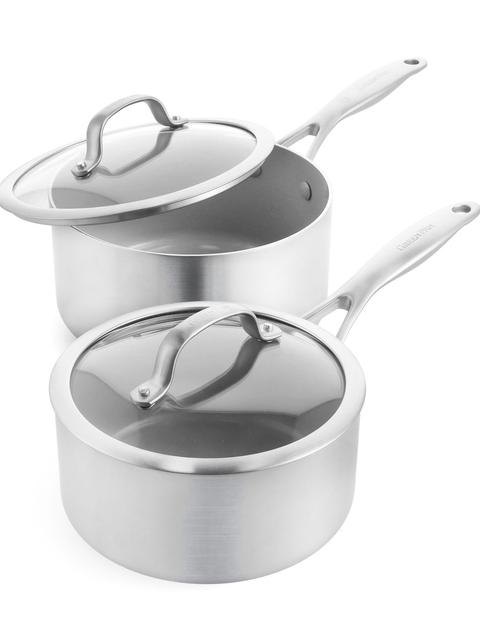 GreenPan Venice Pro Ceramic Nonstick 2-Quart and 3-Quart Saucepan Set with Lids